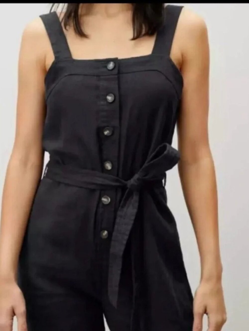 Everlane Black Button Front Jumpsuit w/adjustable straps
